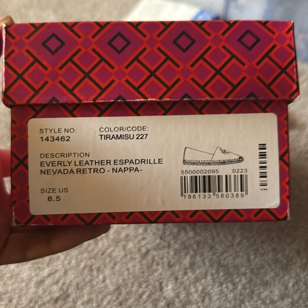 New Tory Burch DESCRIPTION EVERLY LEATHER ESPADRILLE NEVADA RETRO tiramisu